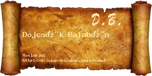 Dojcsák Balabán névjegykártya